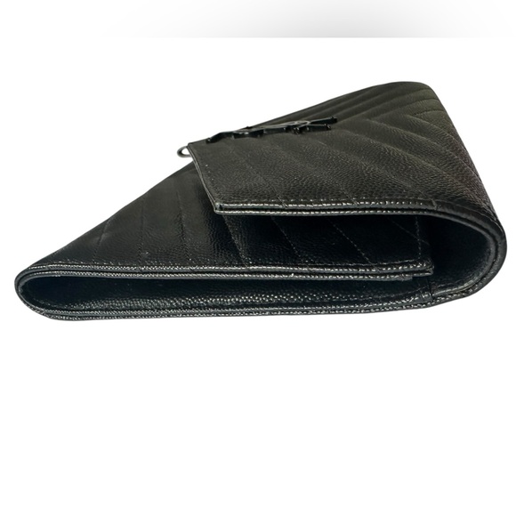 Saint Laurent cassandre Chevron quilted Clutch wristlet black YSL - Picture 7 of 13